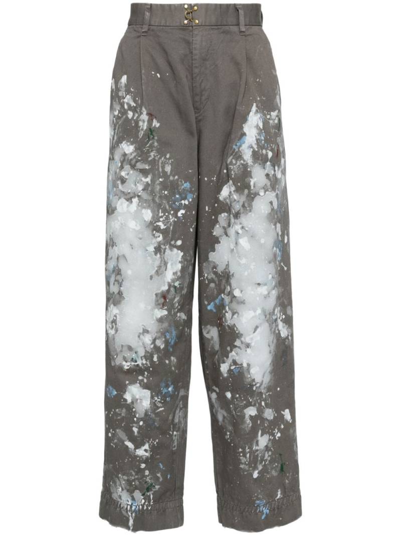 Kolor paint-splattered straight-leg trousers - Grey von Kolor