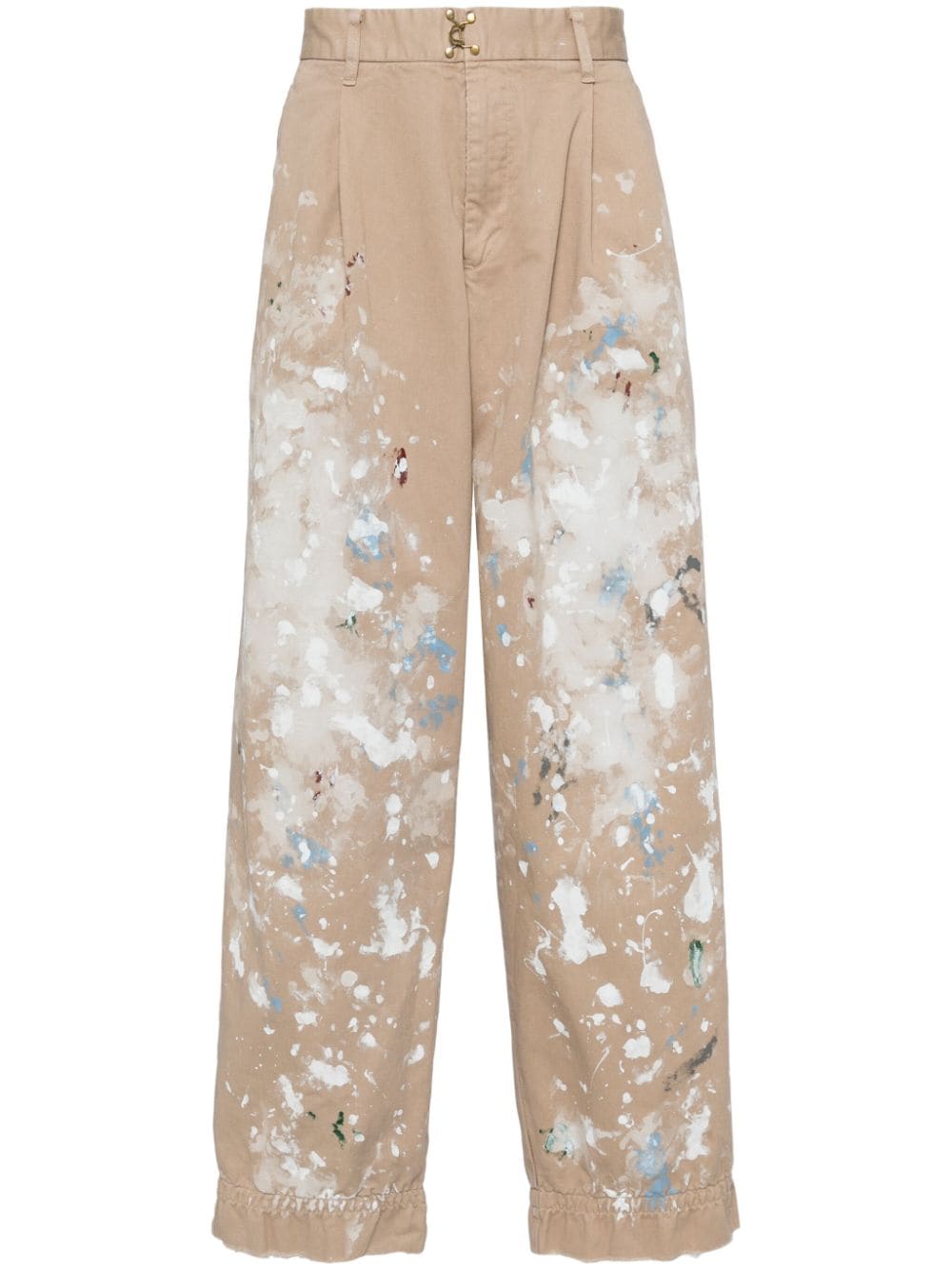 Kolor paint-splattered straight-leg trousers - Neutrals von Kolor