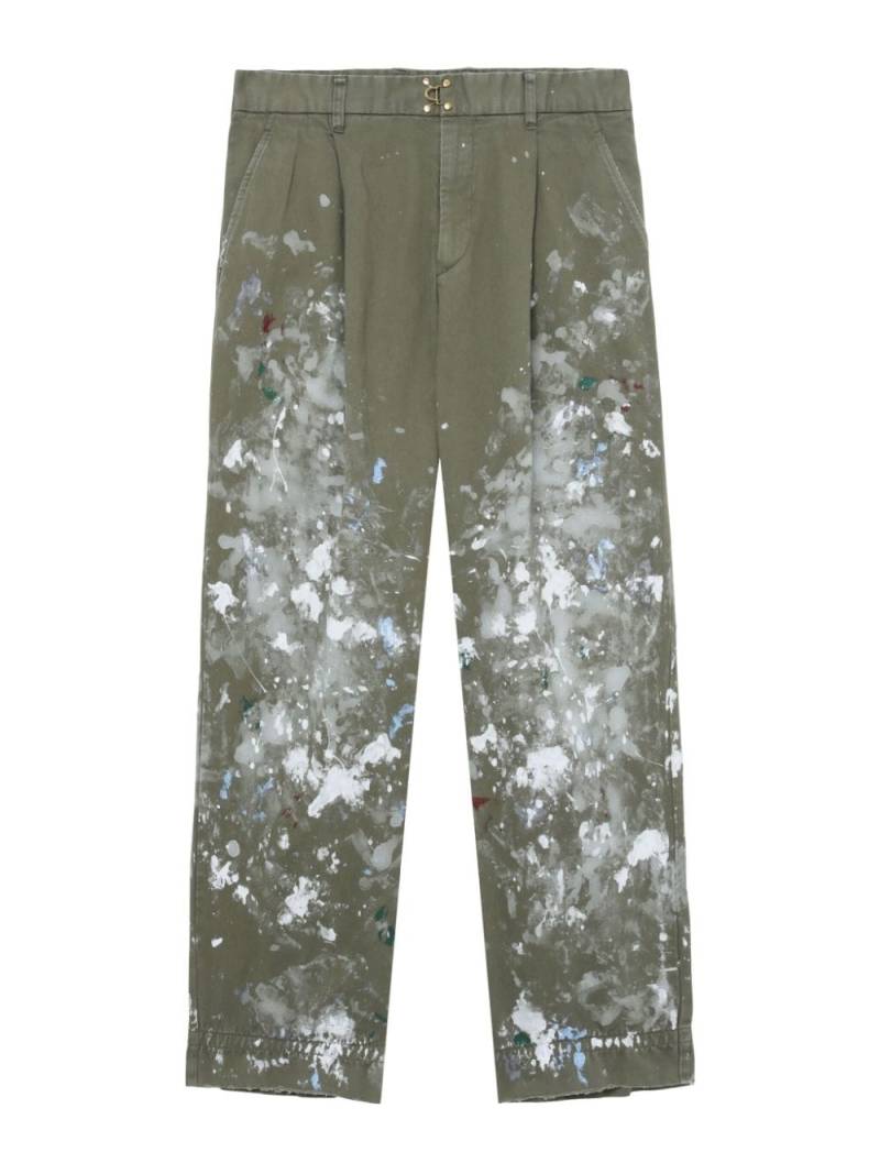 Kolor painterly-print straight trousers - Green von Kolor