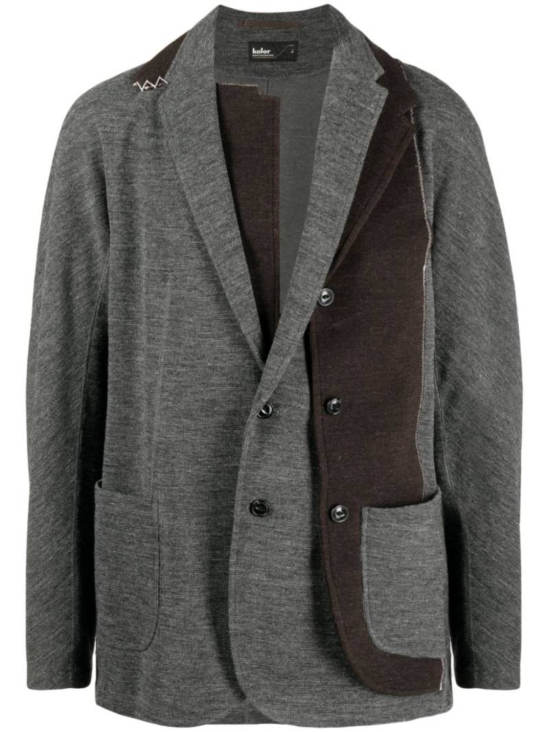 Kolor patchwork-design wool blazer - Grey von Kolor