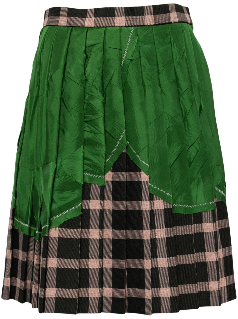 Kolor patchwrok pleated mini skirt - Green von Kolor
