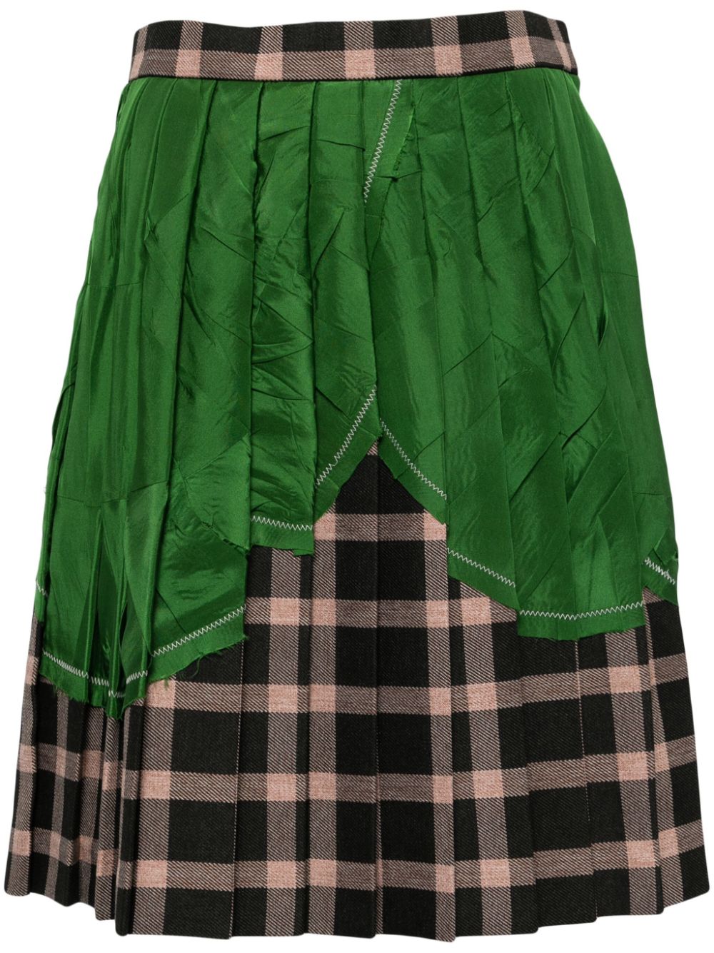 Kolor patchwork pleated mini skirt - Green von Kolor