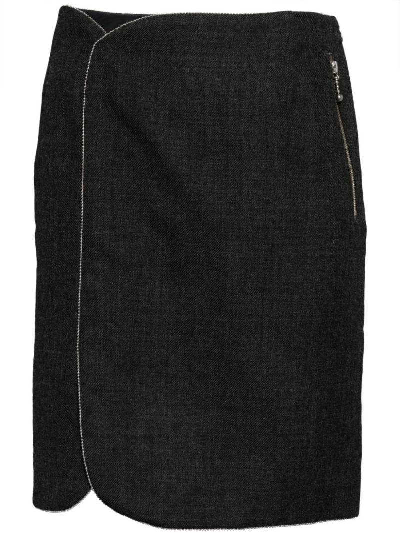 Kolor sliver-tone trim wool skirt - Grey von Kolor