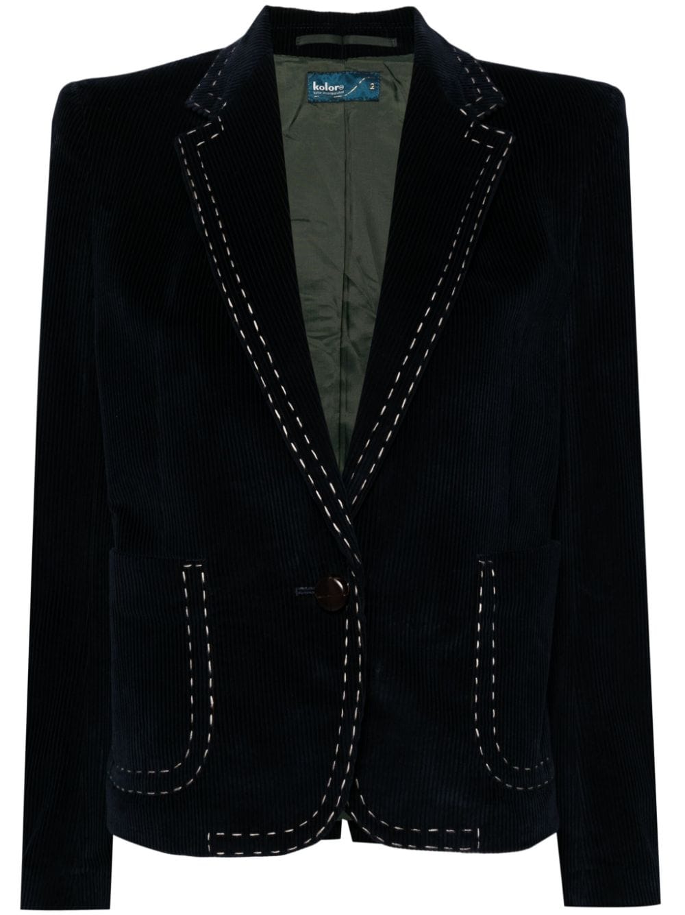 Kolor stitch-detail corduroy blazer - Blue von Kolor