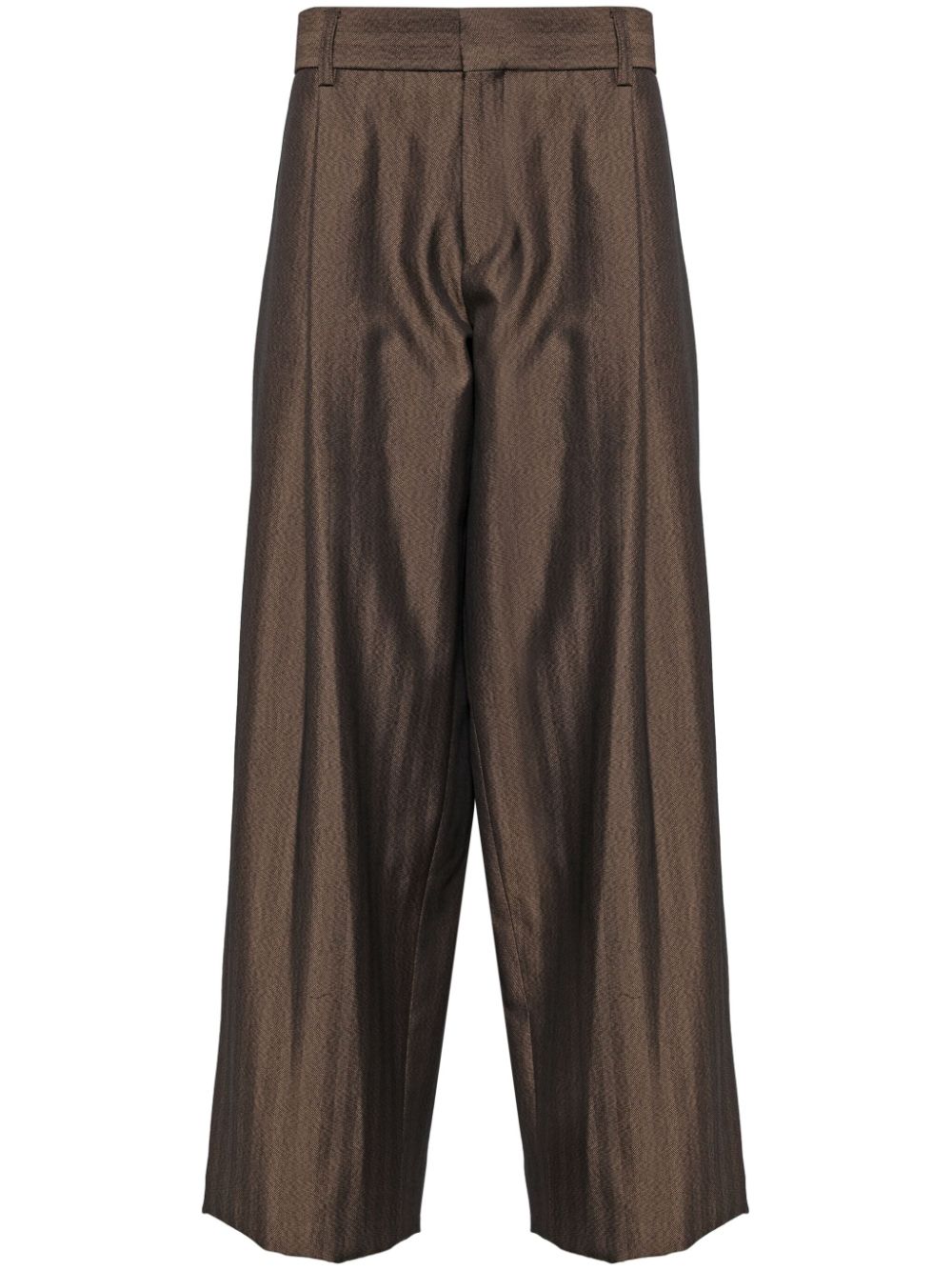 Kolor stripe-pattern pleat-detail trousers - Brown von Kolor