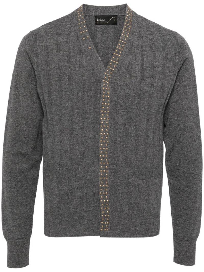 Kolor stud-embellishment wool cardigan - Grey von Kolor