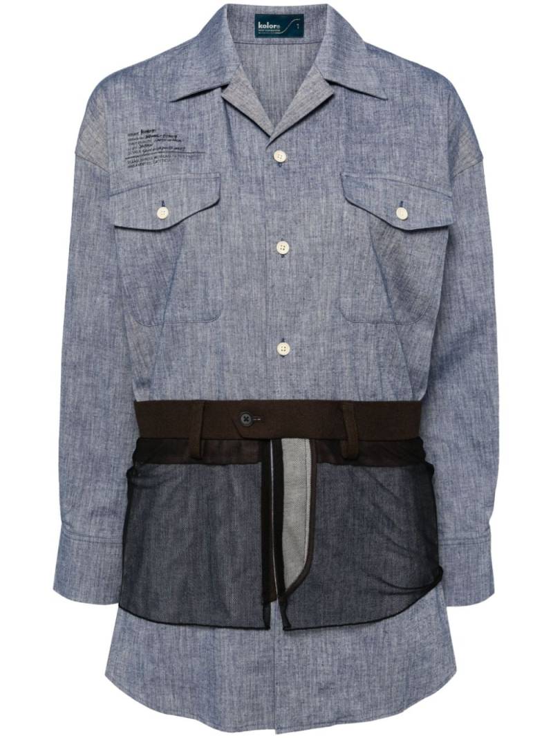 Kolor tulle-embellished chambray shirt - Blue von Kolor