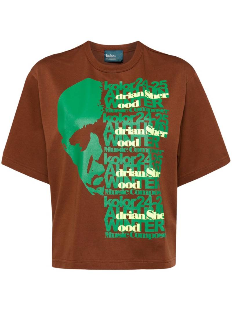 Kolor x On-U Sound face-print T-shirt - Brown von Kolor