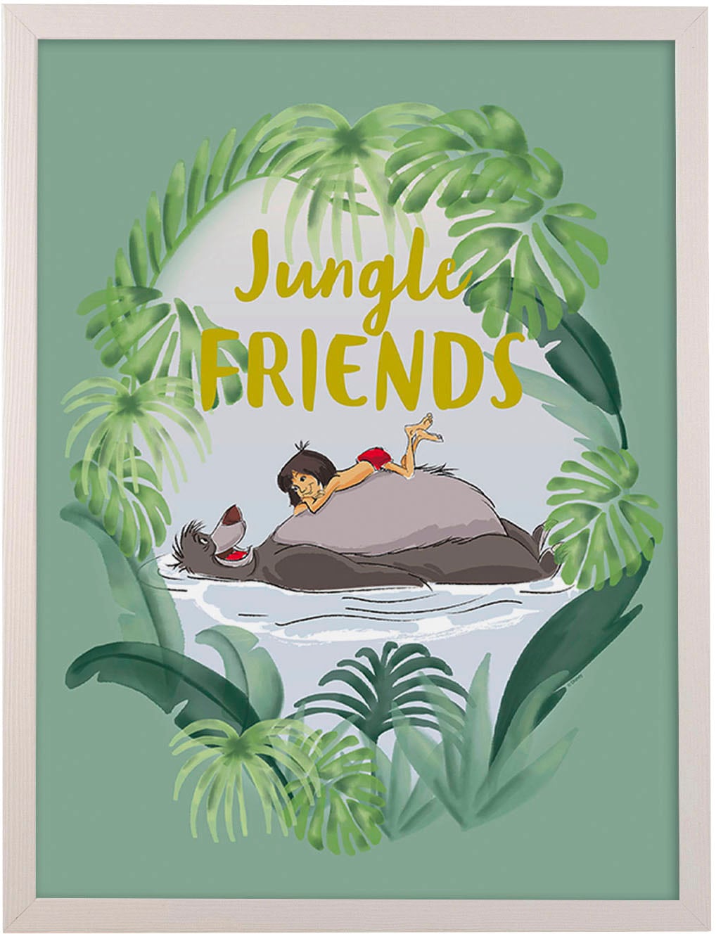 Komar Bild mit Rahmen »Bilderrahmen Holz White mit Wandbild "Jungle Book Friends" als Set« von Komar