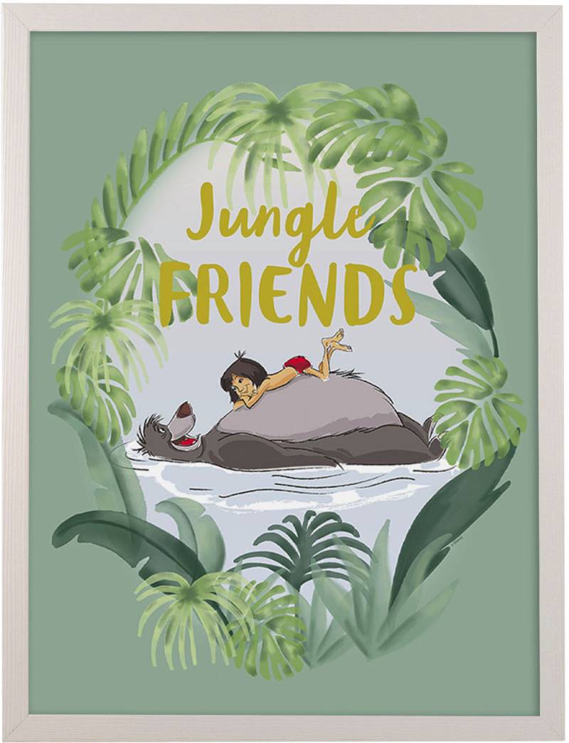 Komar Bild mit Rahmen »Bilderrahmen Holz White mit Wandbild "Jungle Book Friends" als Set« von Komar