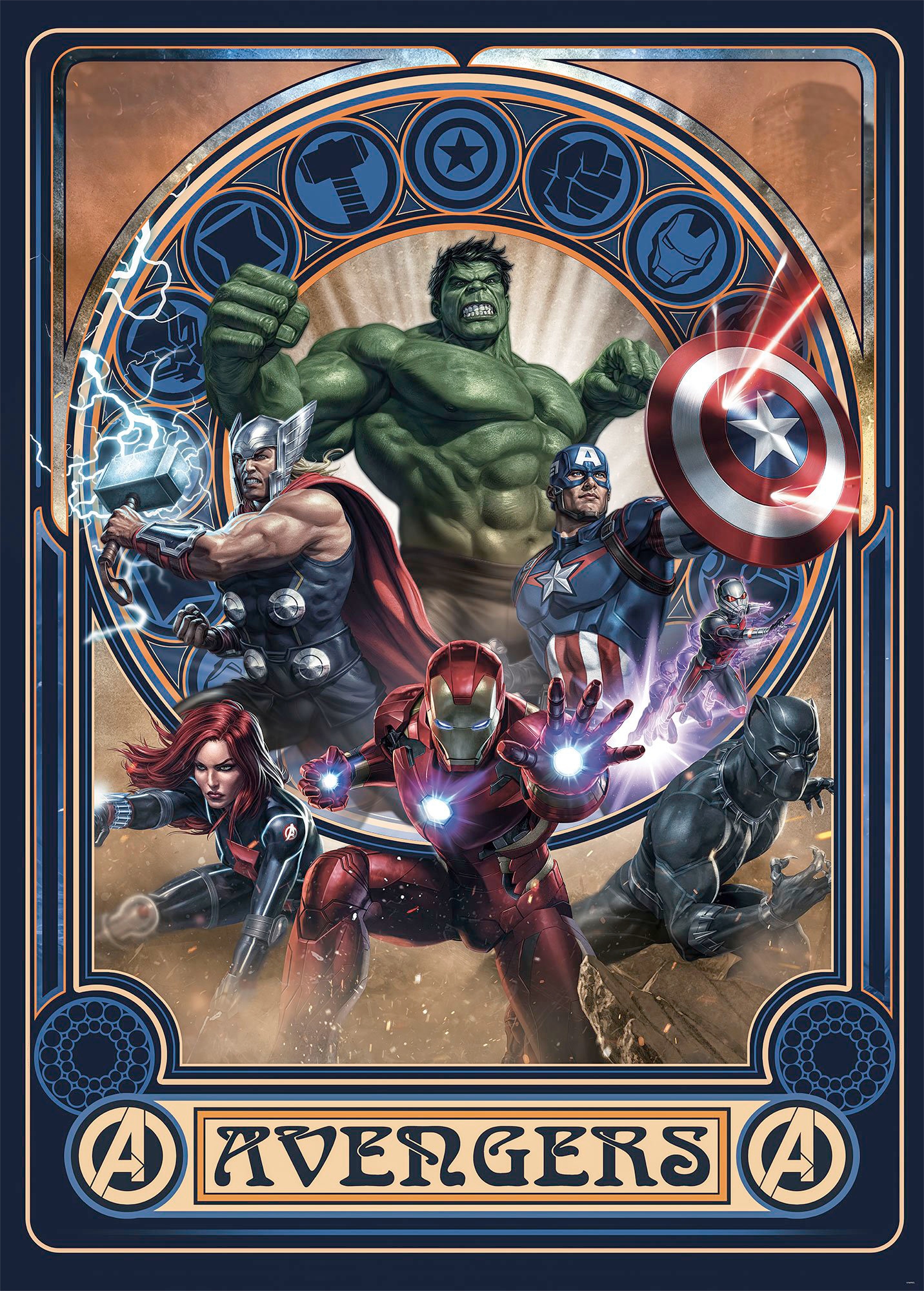 Komar Vliestapete »Avengers Ornament«, 200x280 cm (Breite x Höhe) von Komar