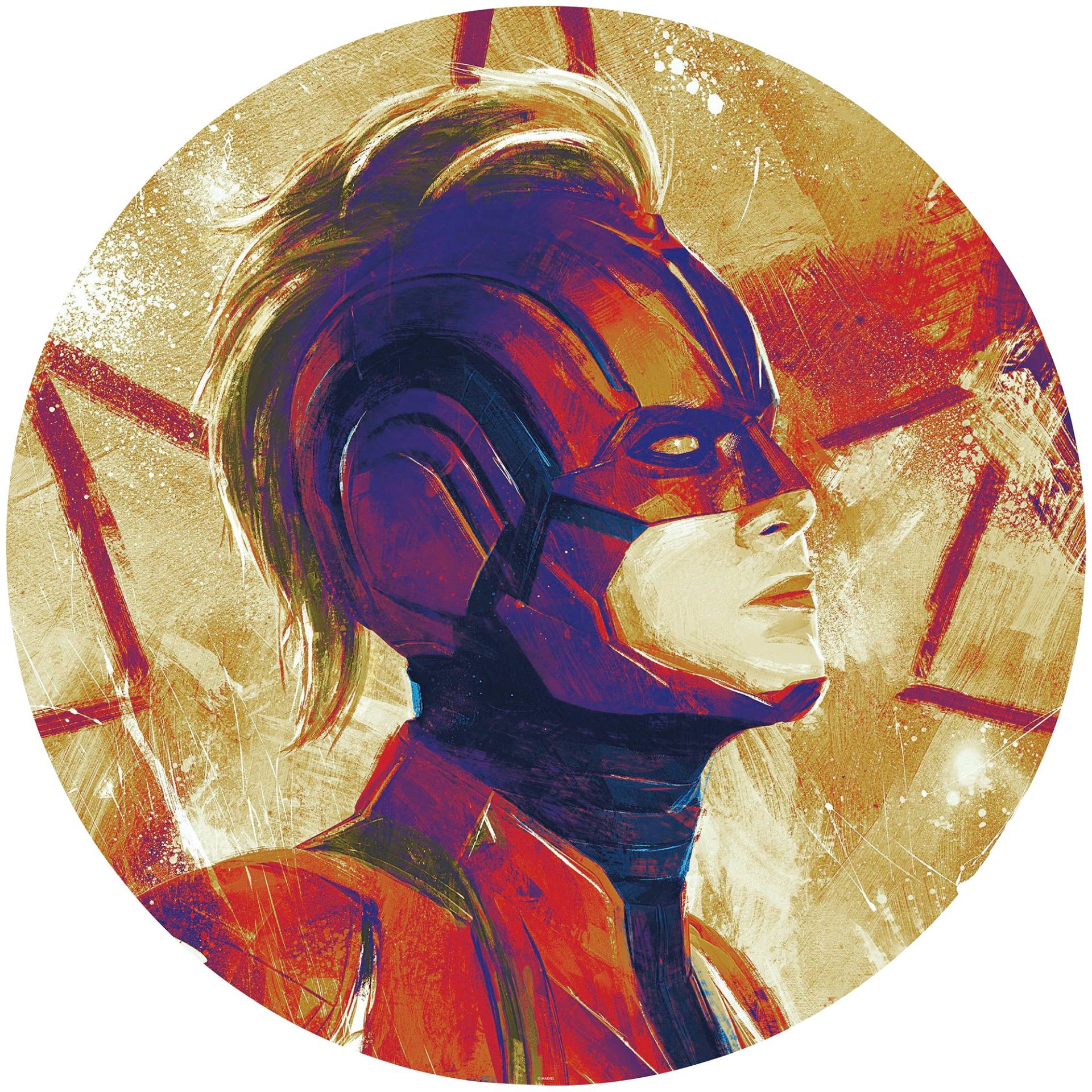 Komar Fototapete »Avengers Painting Captain Marvel Helmet«, 125x125 cm (Breite x Höhe), rund und selbstklebend von Komar