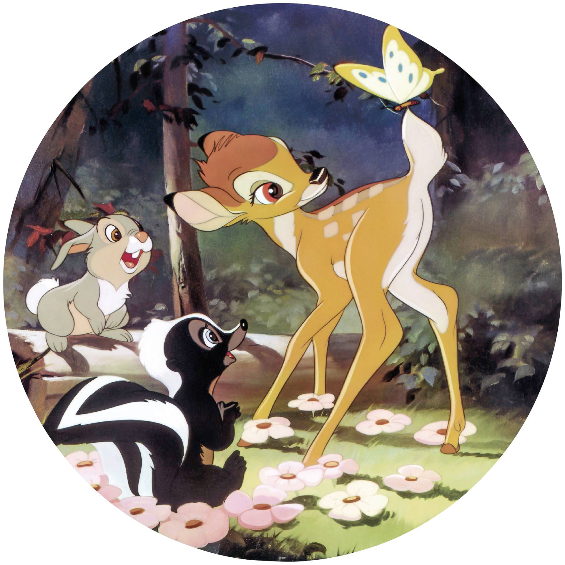 Komar Fototapete »Vlies selbstklebend - Bambi Butterfly - Grösse 125 x 125 cm«, bedruckt, Kinderzimmer von Komar