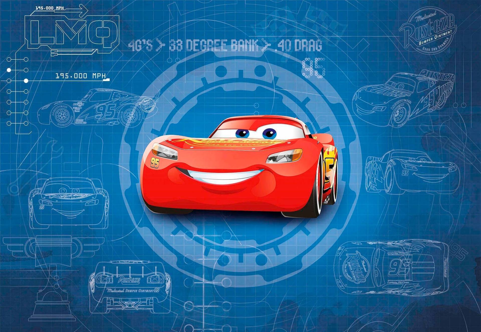 Komar Fototapete »Cars3 Blueprint - Grösse 368 x 254 cm«, bedruckt, Kinderzimmer von Komar