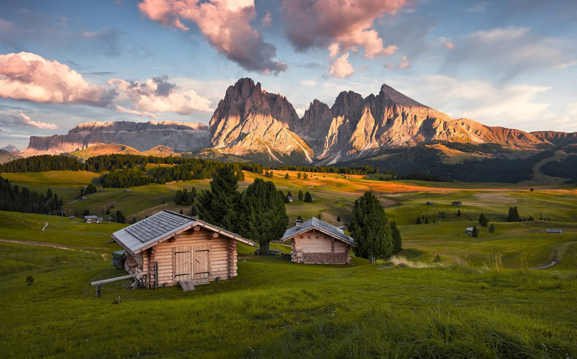 Komar Vliestapete »Dolomitentraum«, 450x280 cm (Breite x Höhe), Wohnzimmer, Schlafzimmer von Komar