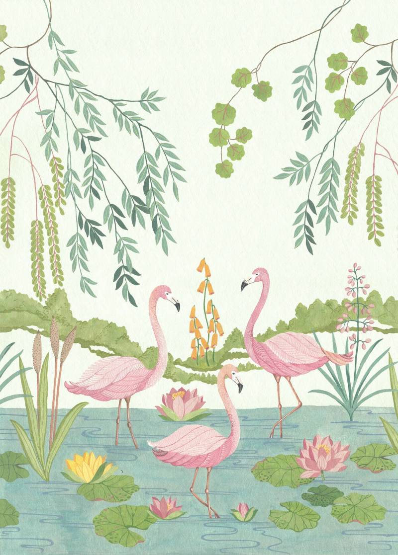 Komar Vliestapete »Digitaldruck Vlies - Flamingo Vibes - Grösse 200 x 280 cm«, bedruckt, Kinderzimmer von Komar