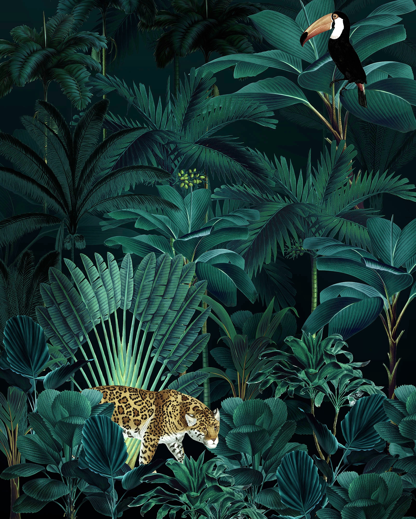 Komar Vliestapete »Digitaldruck Vlies - Jungle Night - Grösse 200 x 250 cm«, bedruckt, Wohnzimmer, Schlafzimmer von Komar