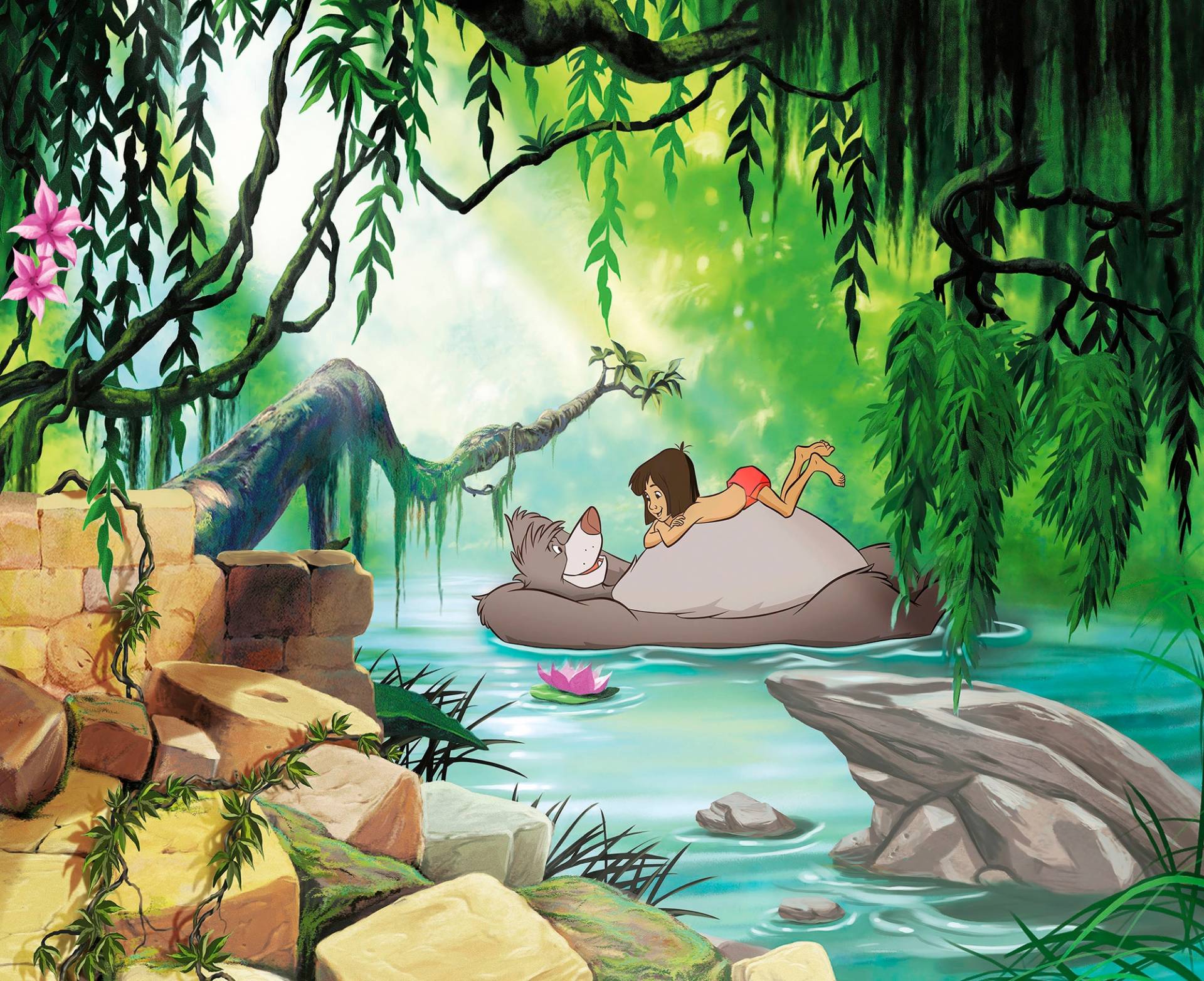 Komar Fototapete »Jungle Book Swimming with Baloo - Grösse 368 x 254 cm«, bedruckt, Kinderzimmer von Komar