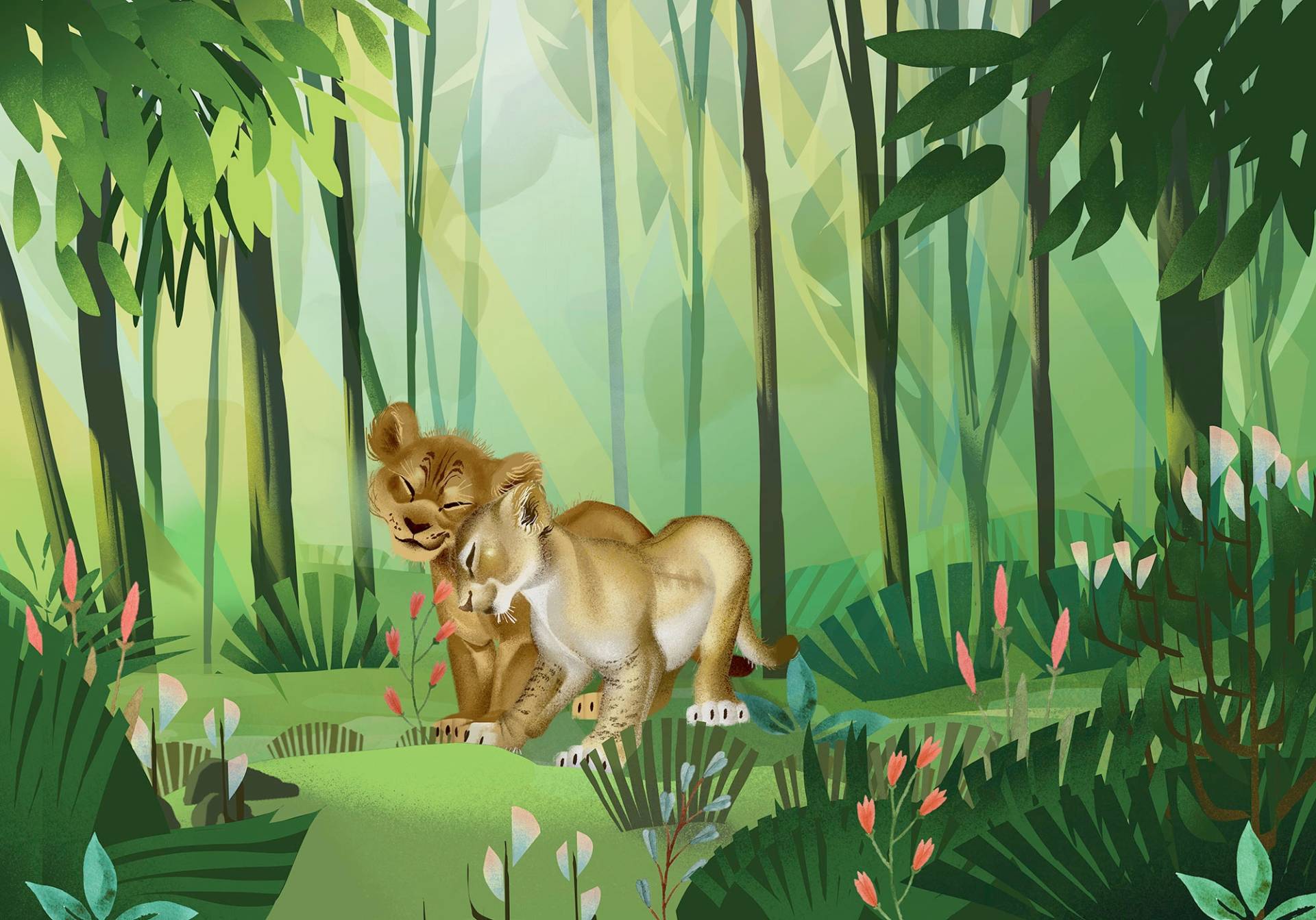 Komar Vliestapete »Digitaldruck Vlies - Lion King Love - Grösse 400 x 280 cm«, bedruckt, Kinderzimmer von Komar