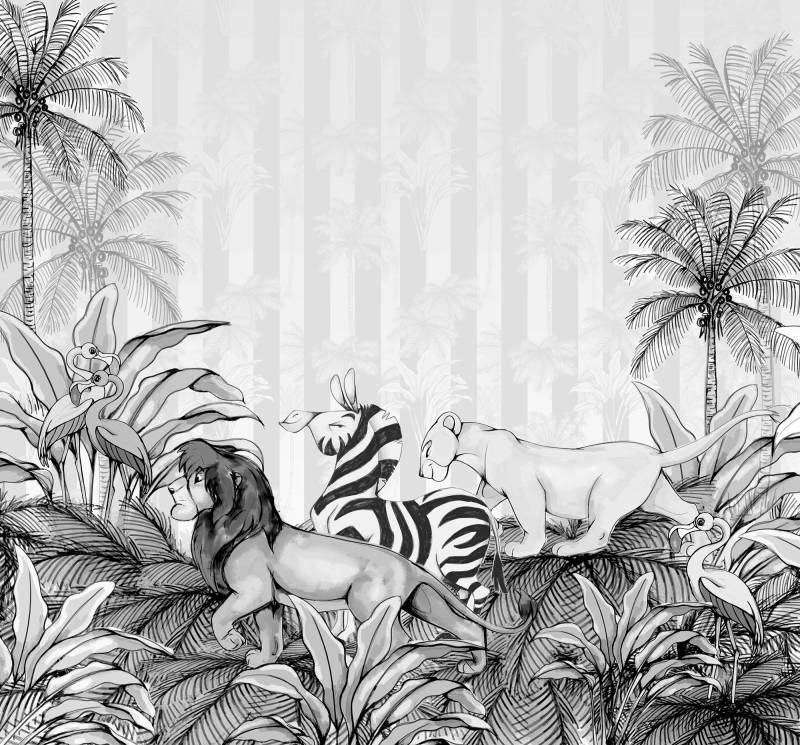 Komar Vliestapete »Lion King Monochrome«, 300x280 cm (Breite x Höhe) von Komar