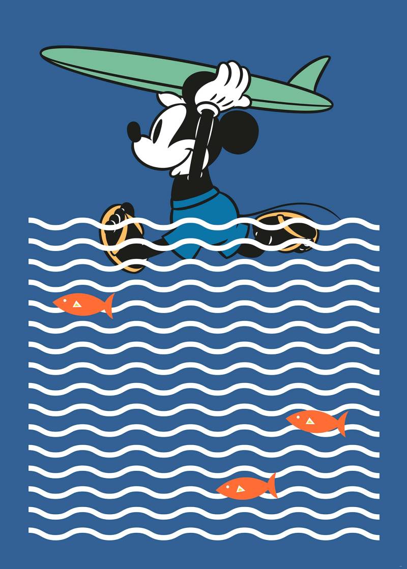 Komar Vliestapete »Digitaldruck Vlies - Mickey gone Surfin' - Grösse 200 x 280 cm«, bedruckt, Kinderzimmer von Komar