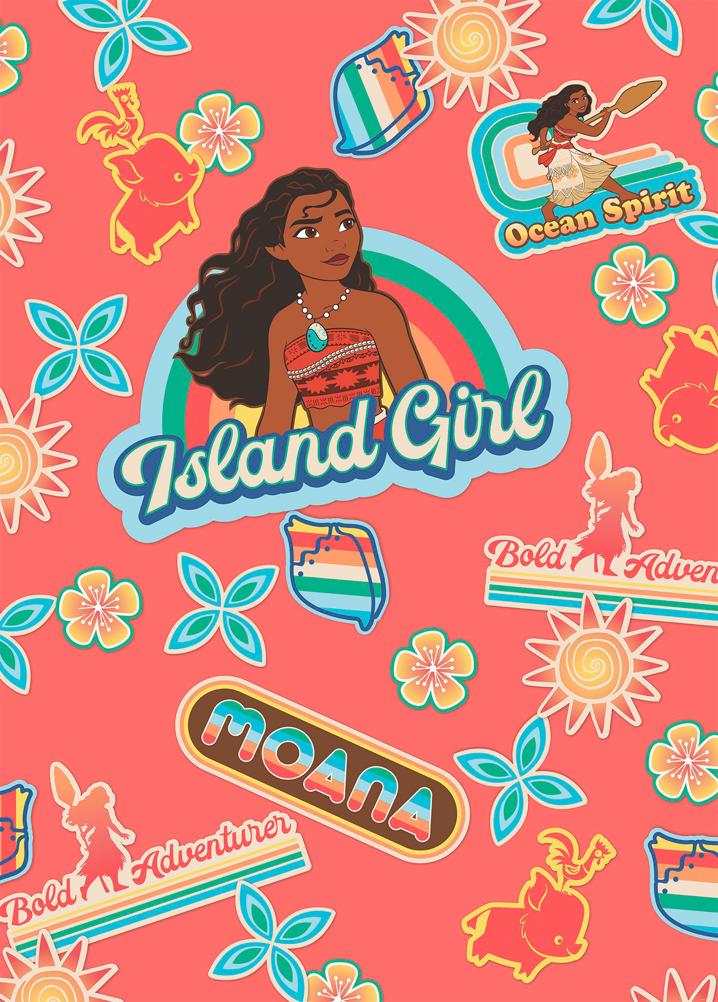 Komar Vliestapete »Digitaldruck Vlies - Moana Island Girl - Grösse 200 x 280 cm«, bedruckt, Kinderzimmer von Komar