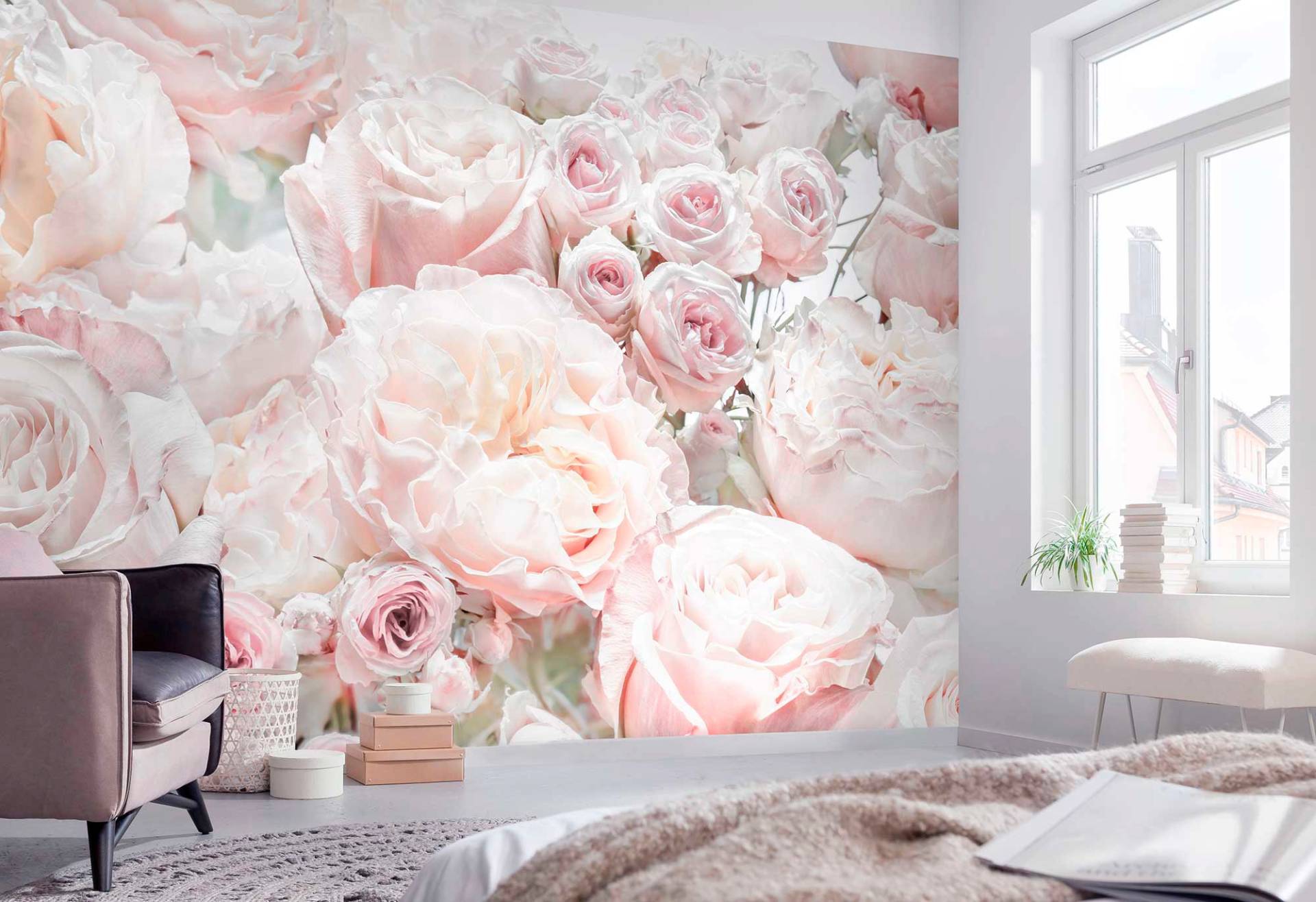 Komar Fototapete »Spring Roses - Grösse 368 x 254 cm«, bedruckt, Wohnzimmer, Schlafzimmer von Komar