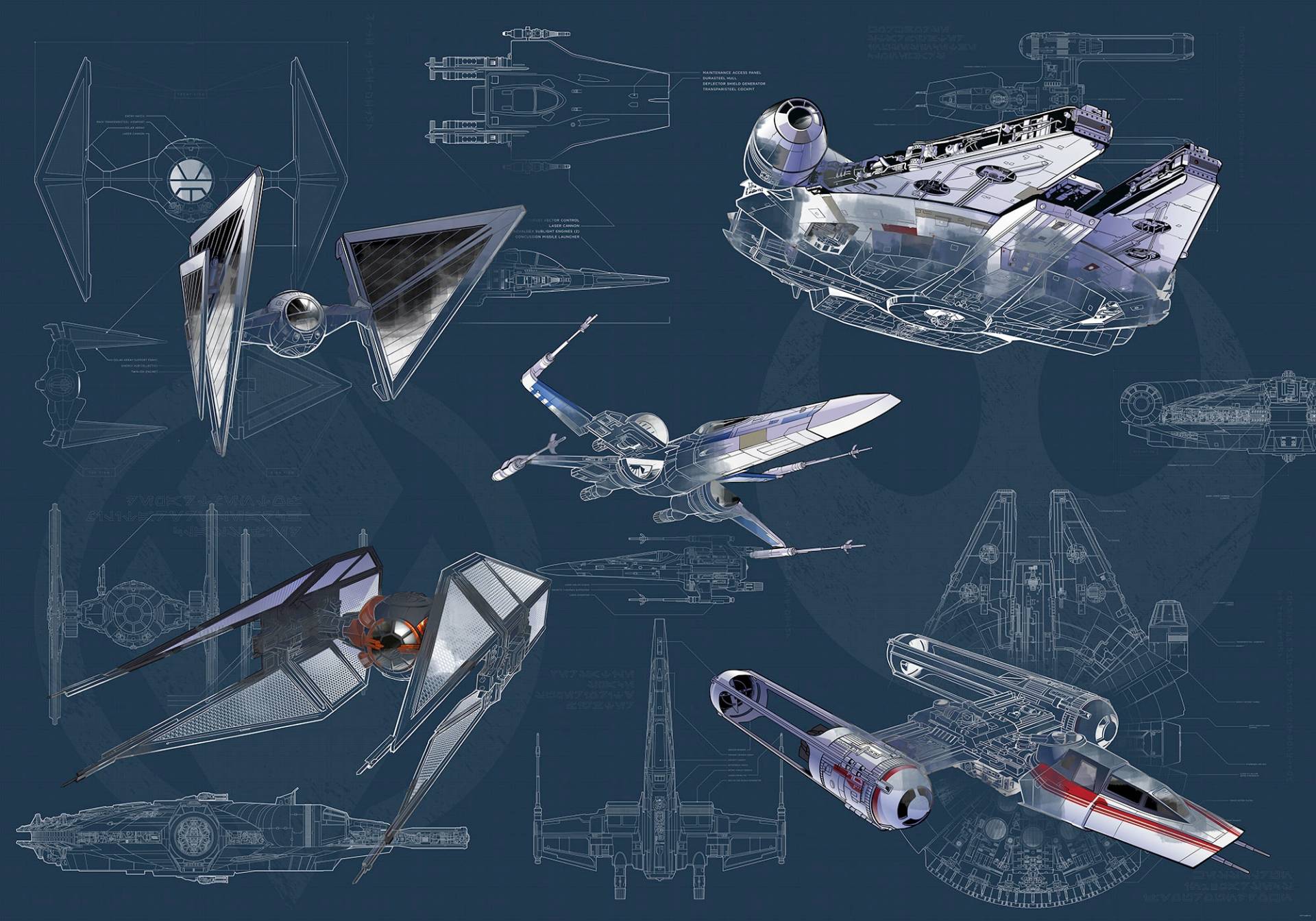 Komar Vliestapete »Digitaldruck Vlies - Star Wars Blueprint Dark - Grösse 400 x 280 cm«, bedruckt, Kinderzimmer Komar Vliestapete »Digitaldruck Vlies - Star Wars Blueprint Dark - Grösse 400 x 280 cm«, bedruckt, Kinderzimmer von Komar