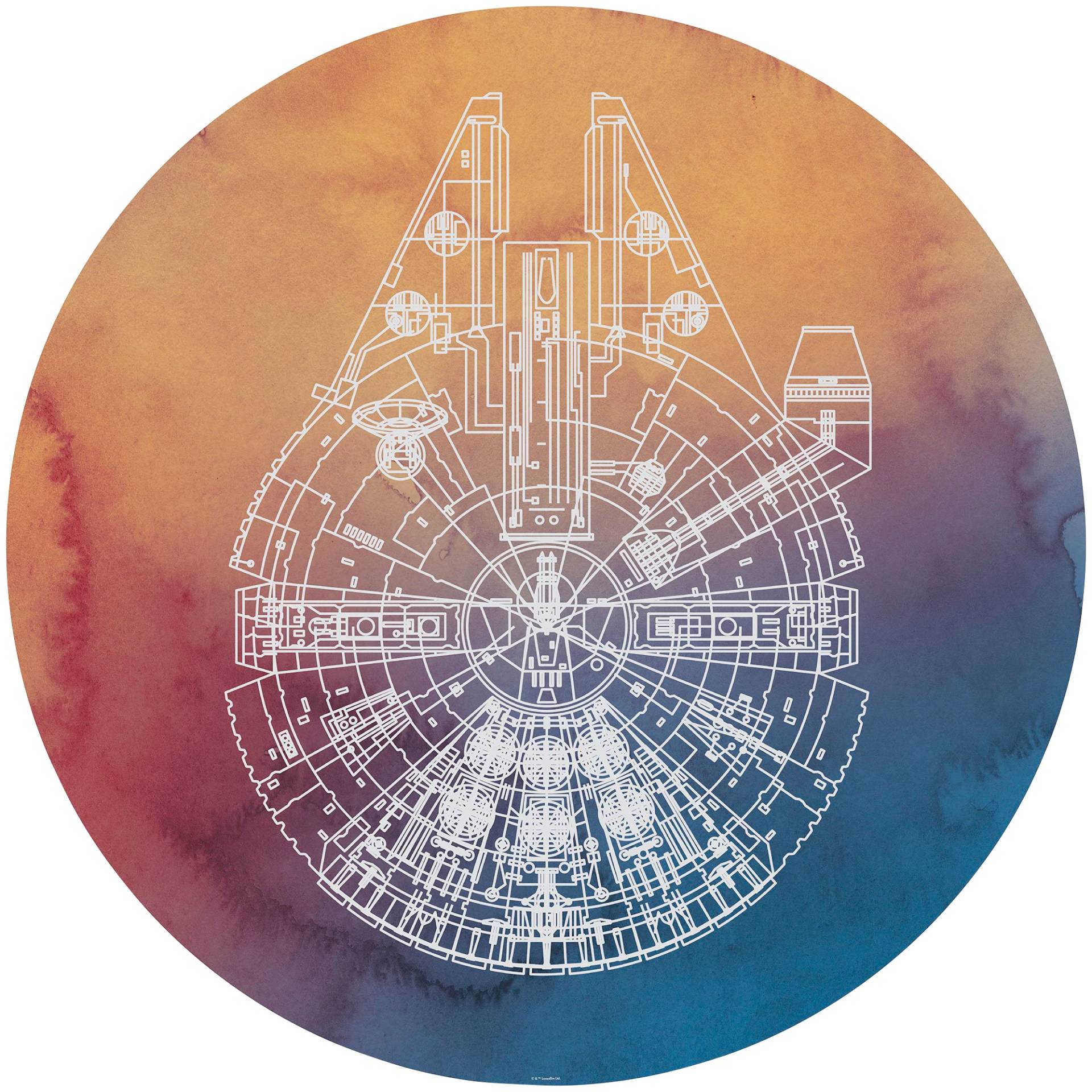 Komar Fototapete »Star Wars Millennium Falcon«, 125x125 cm (Breite x Höhe), rund und selbstklebend von Komar