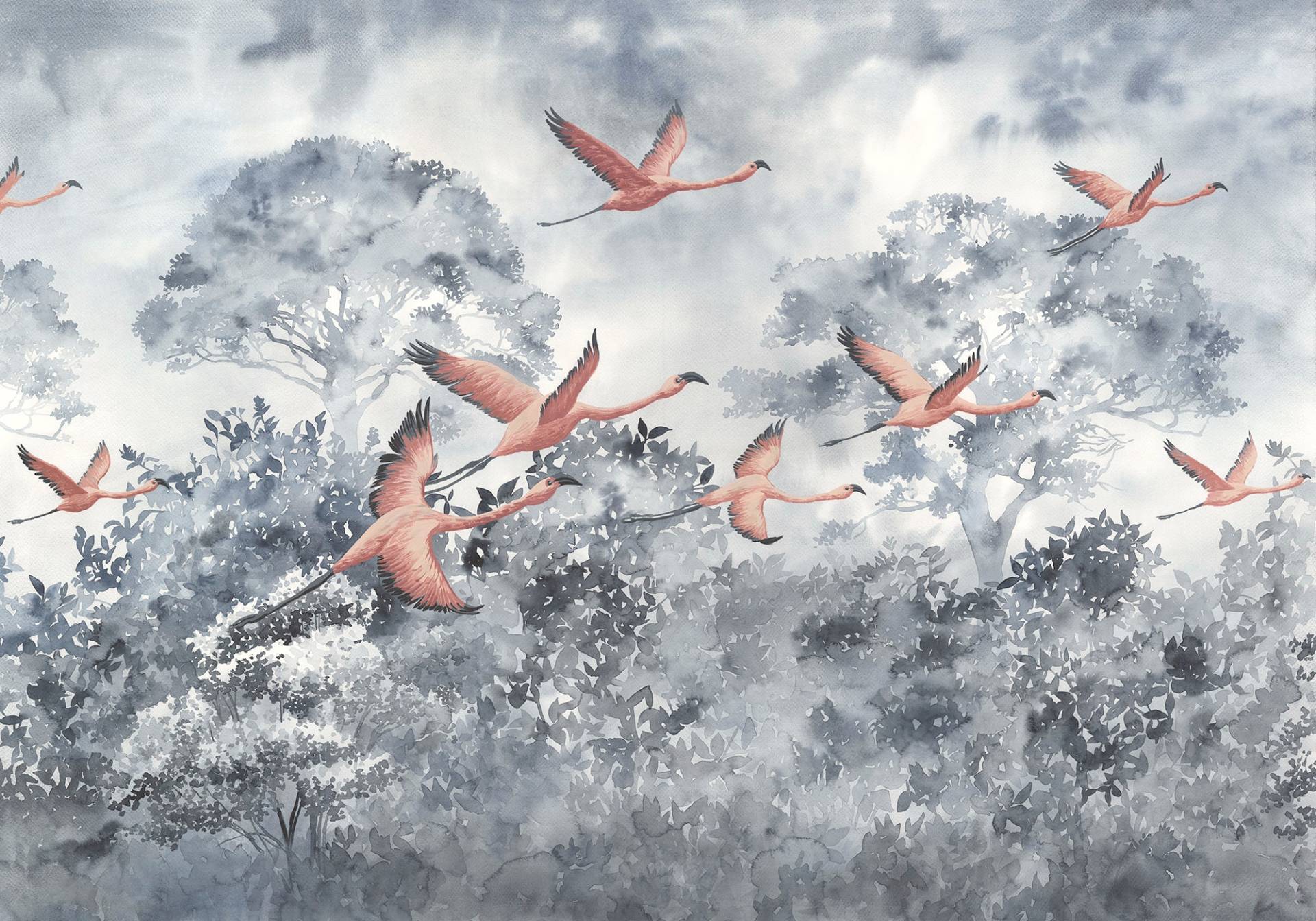 Komar Vliestapete »Flamingos in the Sky«, 400x280 cm (Breite x Höhe) von Komar