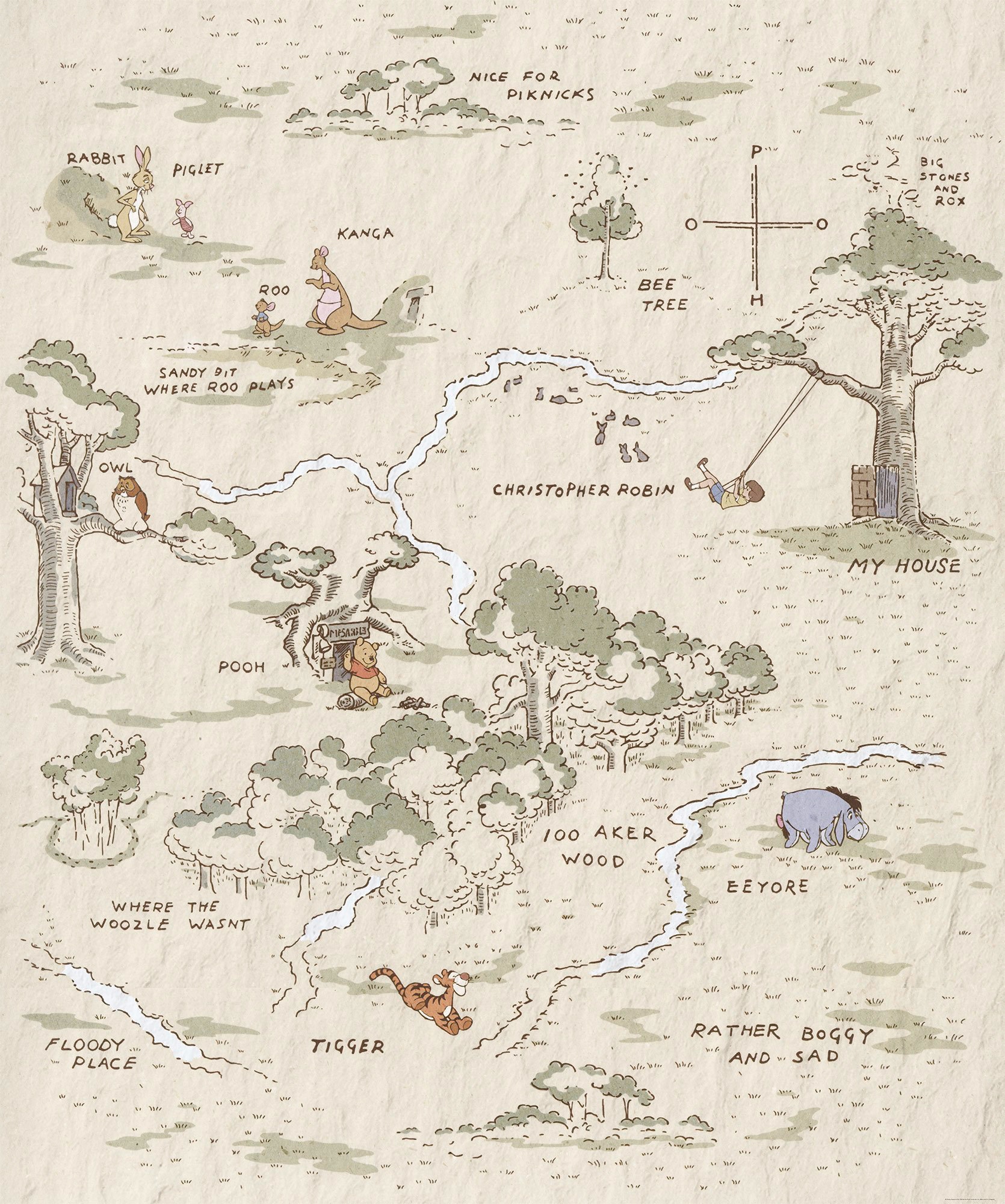 Komar Vliestapete »Winnie the Pooh Map«, 200x240 cm (Breite x Höhe) von Komar