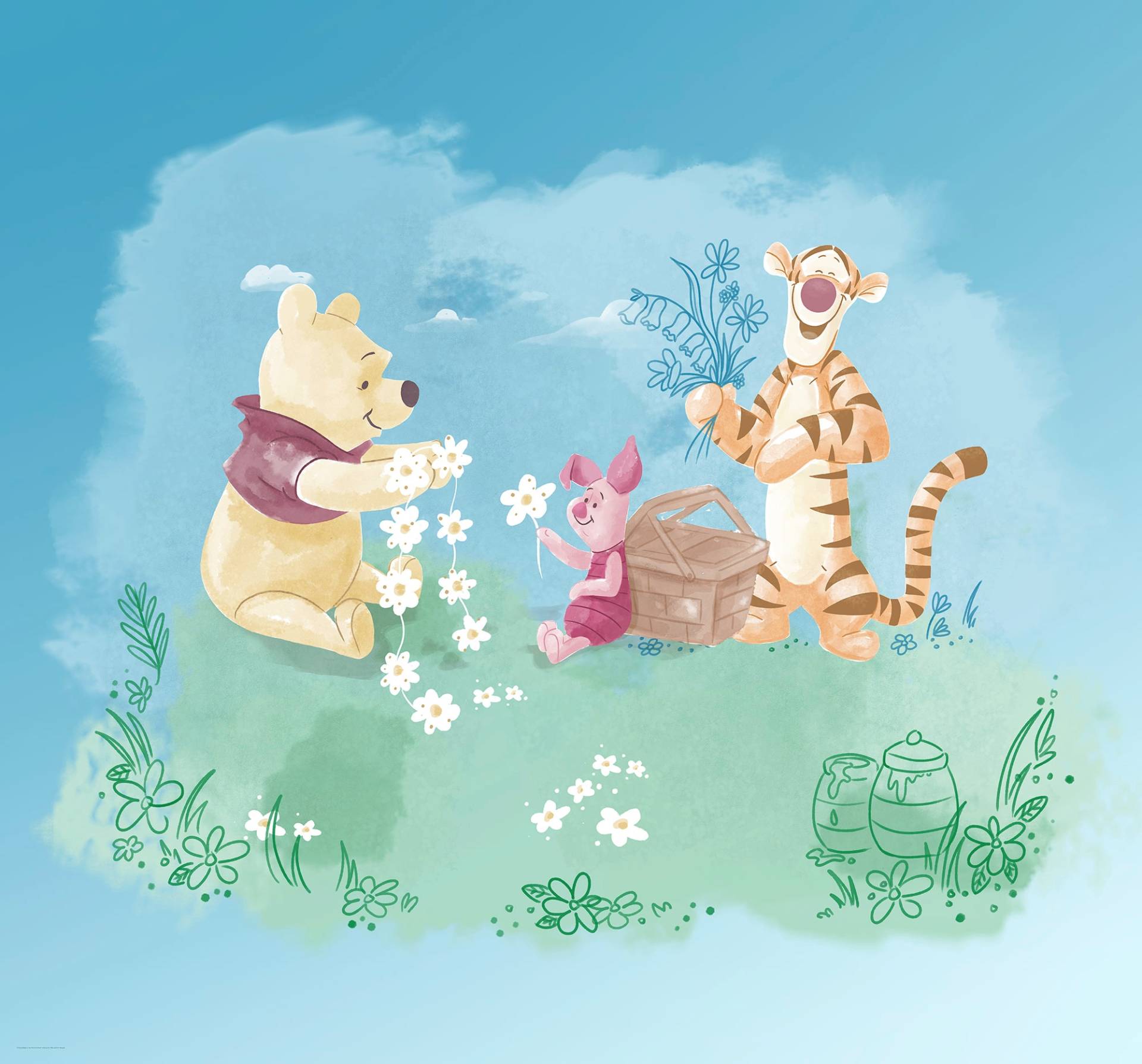 Komar Vliestapete »Winnie the Pooh Picnic«, 300x280 cm (Breite x Höhe) von Komar