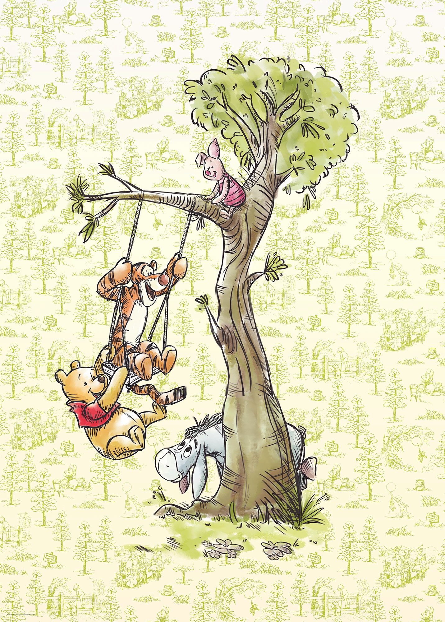 Komar Vliestapete »Digitaldruck Vlies - Winnie the Pooh in the Wood - Grösse 200 x 280 cm«, bedruckt, Kinderzimmer von Komar