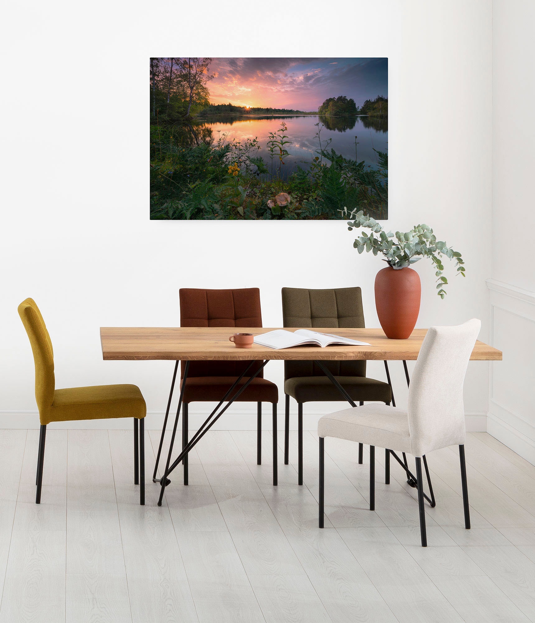 Komar Leinwandbild »Abends in Schweden - Grösse 90 x 60 cm«, Baum-Blätter-Natur-Berge-Blumen-Foto-Jahreszeiten-Landschaft-Meer-Strand-Palmen, (Packung, 1 St.), Keilrahmenbild mi Echtholzrahmen von Komar