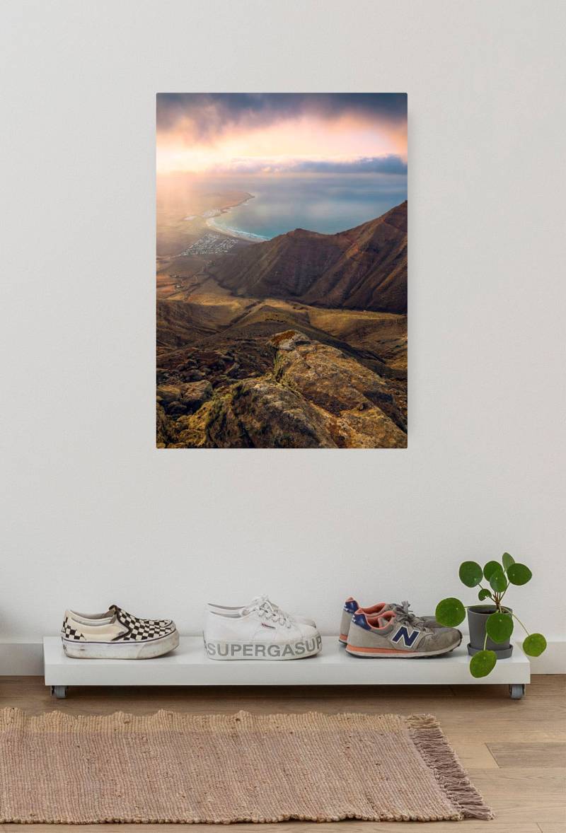 Komar Leinwandbild »Cliffs of Famara - Grösse 40 x 60 cm«, Baum-Blätter-Natur-Berge-Blumen-Foto-Jahreszeiten-Landschaft-Meer-Strand-Palmen, (Packung, 1 St.), Keilrahmenbild mi Echtholzrahmen von Komar