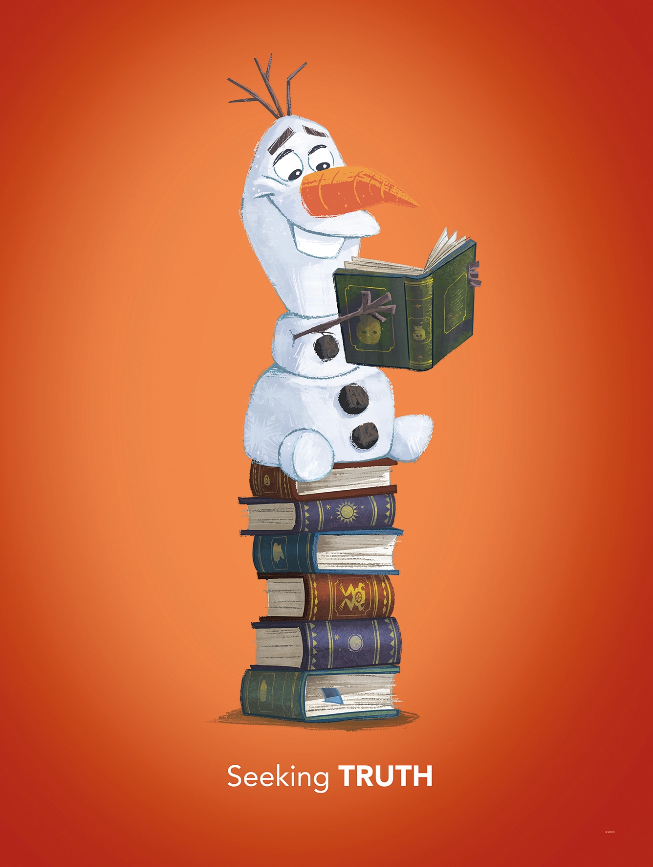 Komar Poster »Frozen Olaf Reading«, Disney, (1 St.), Kinderzimmer, Schlafzimmer, Wohnzimmer von Komar