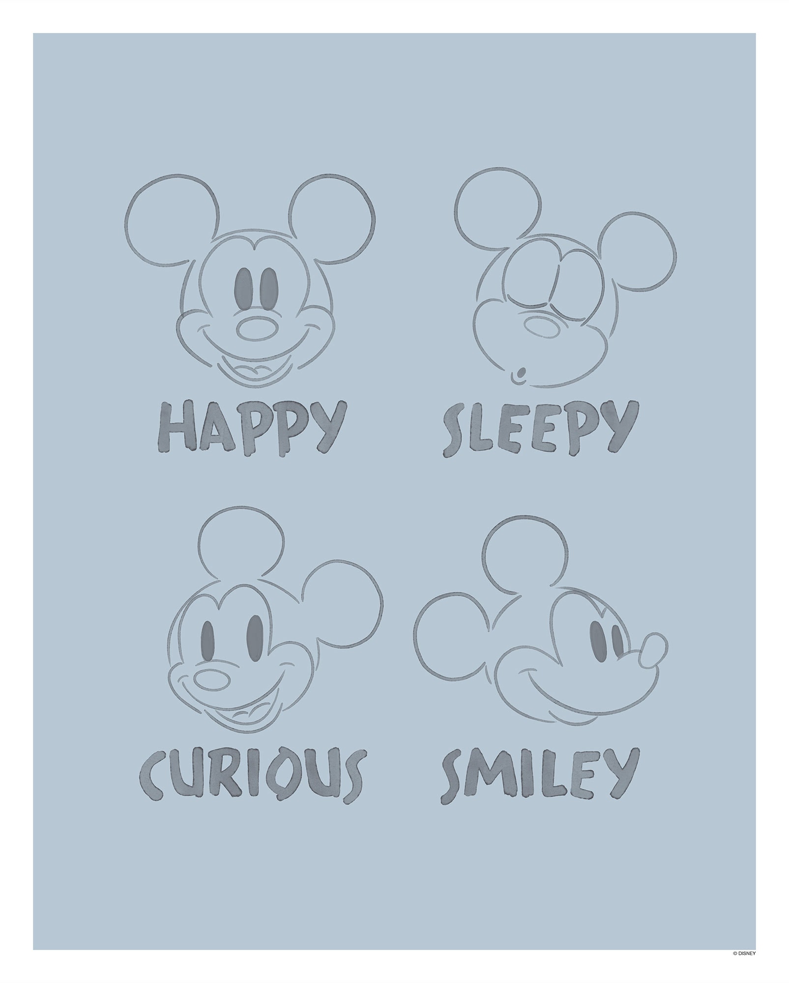 Komar Bild »Mickey Blue Emotions«, Disney, (1 St.), Wandbild zur Dekoration im Kinderzimmer - ohne Rahmen von Komar