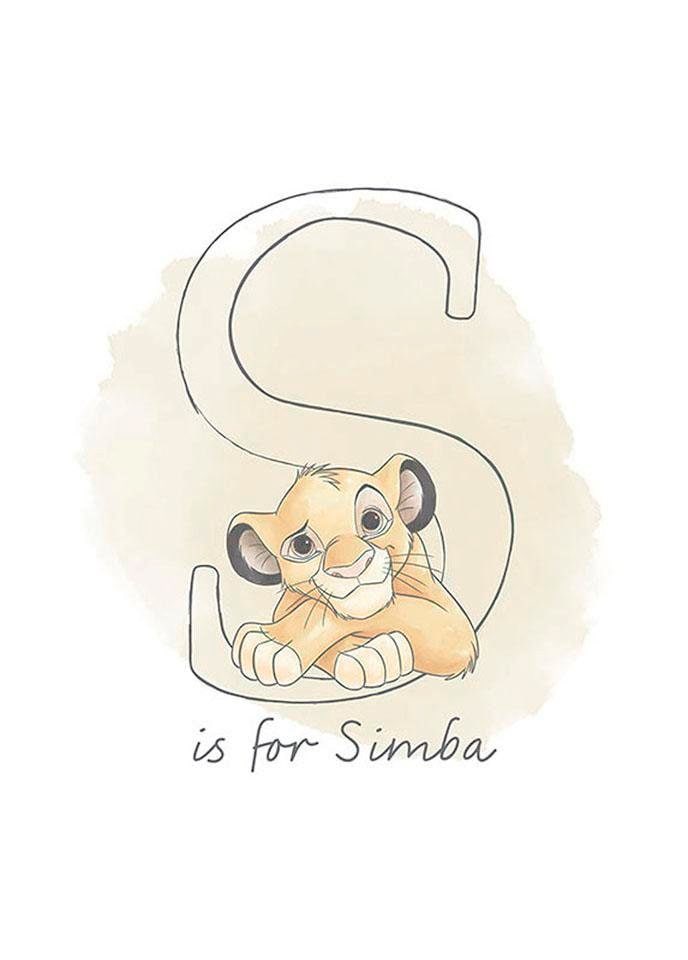 Komar Poster »S like Simba«, Disney, (1 St.), Kinderzimmer, Schlafzimmer, Wohnzimmer von Komar