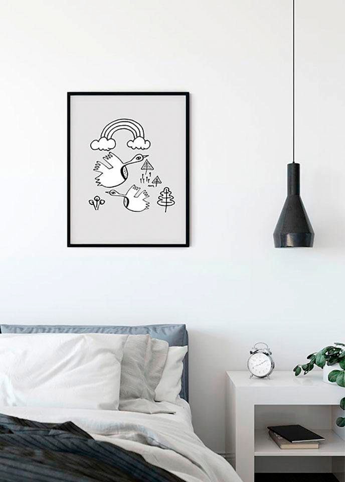 Komar Poster »Scribble Birdy«, Tiere, (1 St.), Kinderzimmer, Schlafzimmer, Wohnzimmer von Komar