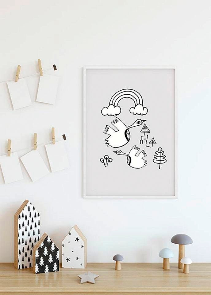 Komar Poster »Scribble Birdy«, Tiere, (1 St.), Kinderzimmer, Schlafzimmer, Wohnzimmer von Komar