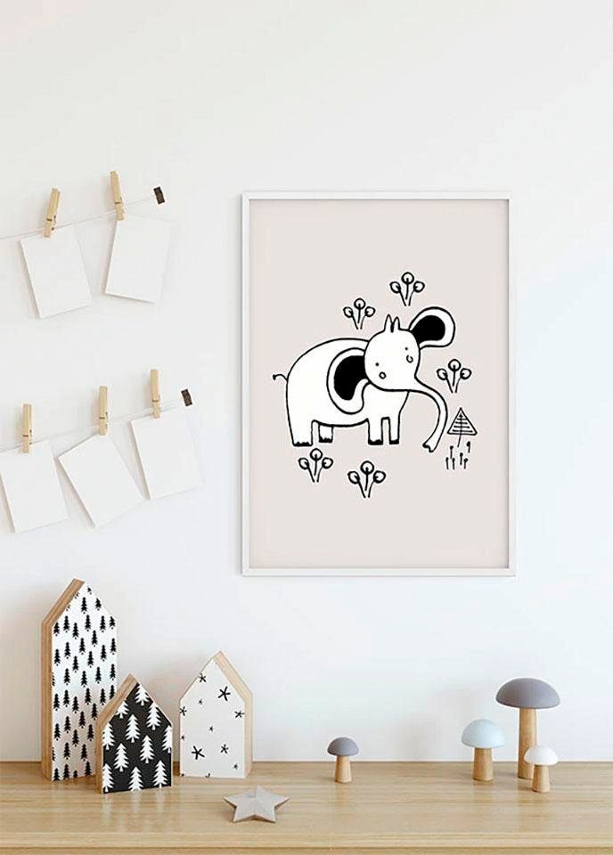 Komar Poster »Scribble Elephant«, Tiere, (1 St.), Kinderzimmer, Schlafzimmer, Wohnzimmer von Komar