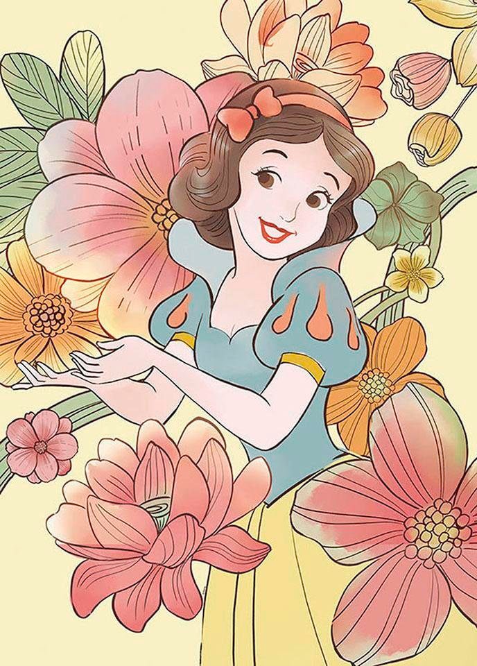 Komar Poster »Snow White Flowers«, Disney, (1 St.), Kinderzimmer, Schlafzimmer, Wohnzimmer von Komar