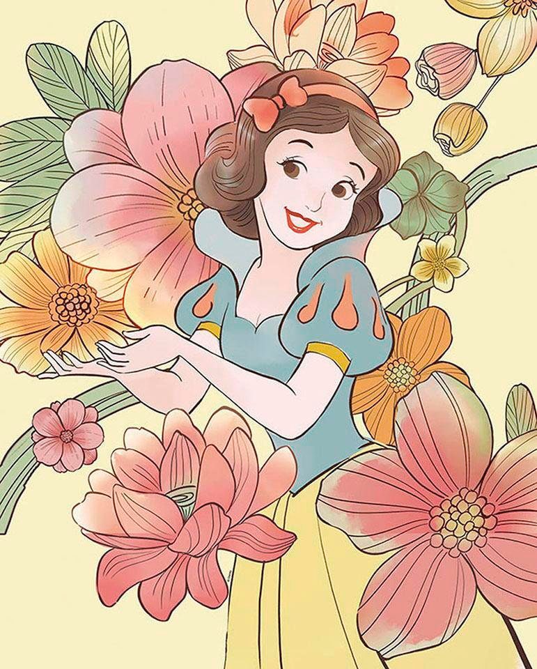 Komar Poster »Snow White Flowers«, Disney, (1 St.), Kinderzimmer, Schlafzimmer, Wohnzimmer von Komar