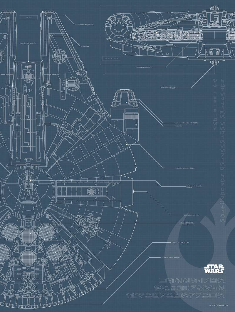 Komar Poster »Star Wars Blueprint Falcon«, Star Wars, (1 St.), Kinderzimmer, Schlafzimmer, Wohnzimmer von Komar