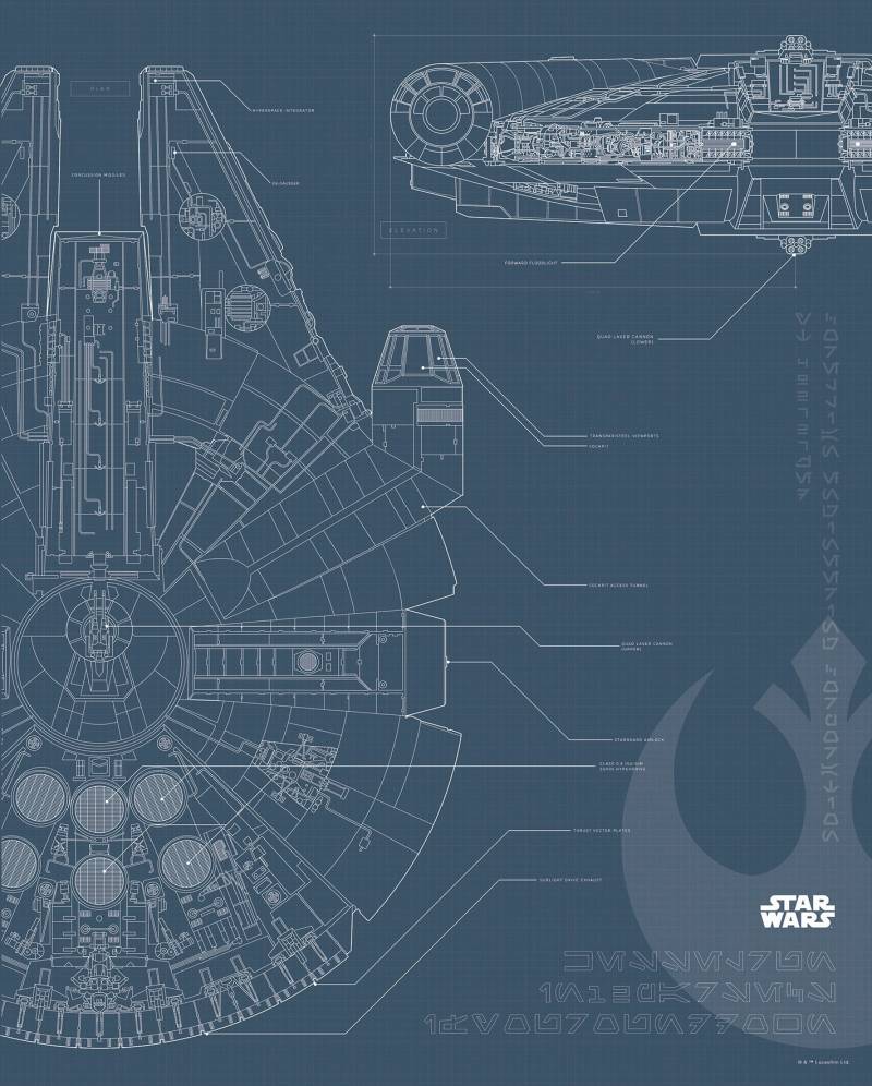 Komar Bild »Star Wars Blueprint Falcon«, Star Wars, (1 St.), Wandbild zur Dekoration im Kinderzimmer - ohne Rahmen von Komar