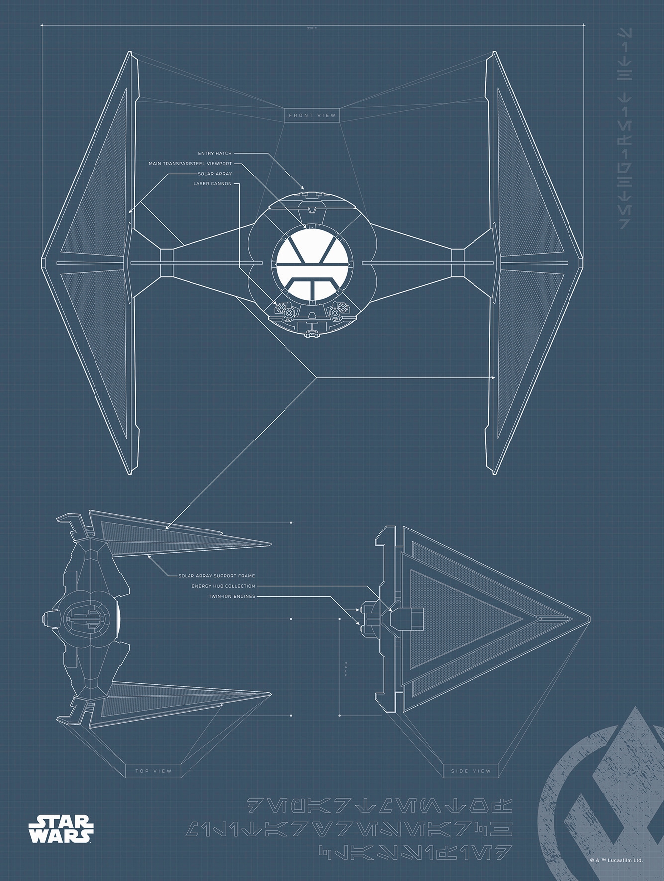 Komar Poster »Star Wars Blueprint Sith TIE-Fighter«, Star Wars, (1 St.), Kinderzimmer, Schlafzimmer, Wohnzimmer von Komar