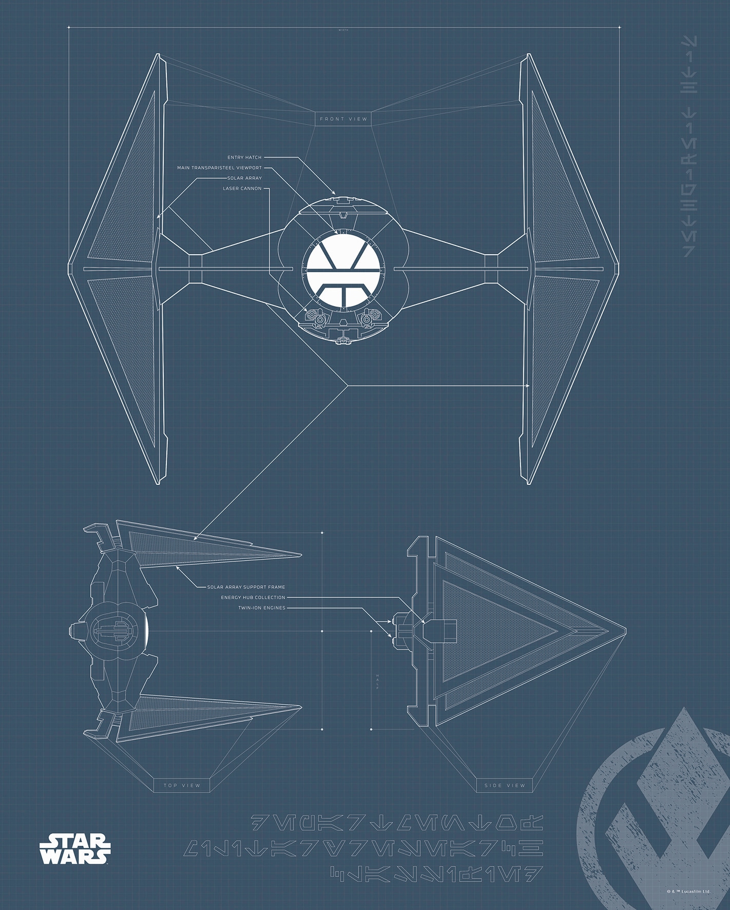 Komar Poster »Star Wars Blueprint Sith TIE-Fighter«, Star Wars, (1 St.), Kinderzimmer, Schlafzimmer, Wohnzimmer von Komar