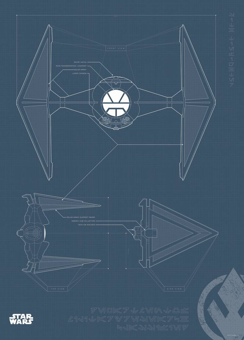 Komar Bild »Star Wars Blueprint Sith TIE-Fighter«, Star Wars, (1 St.), Wandbild zur Dekoration im Kinderzimmer - ohne Rahmen von Komar