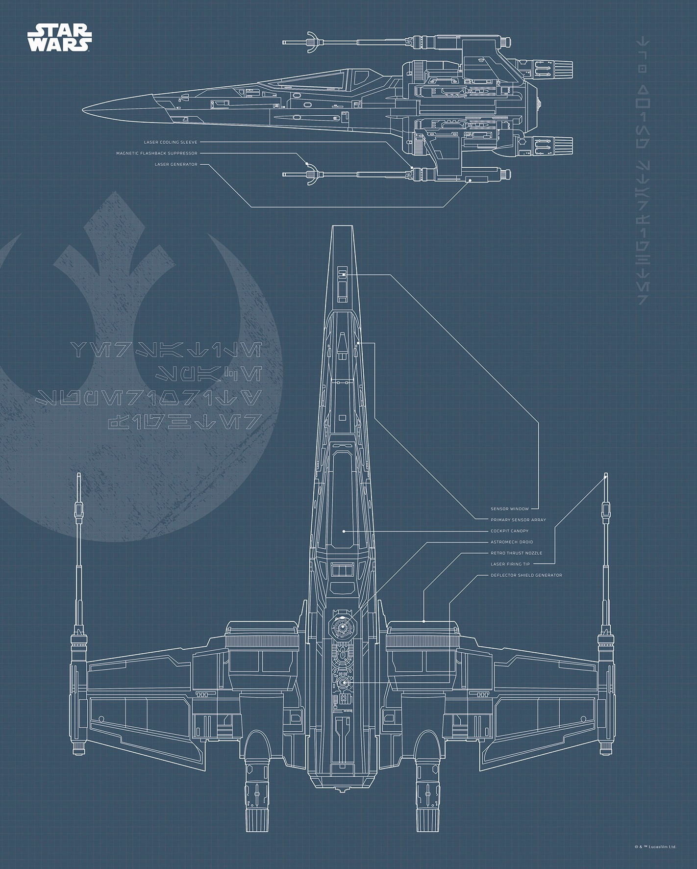 Komar Poster »Star Wars Blueprint X-Wing«, Star Wars, (1 St.), Kinderzimmer, Schlafzimmer, Wohnzimmer von Komar