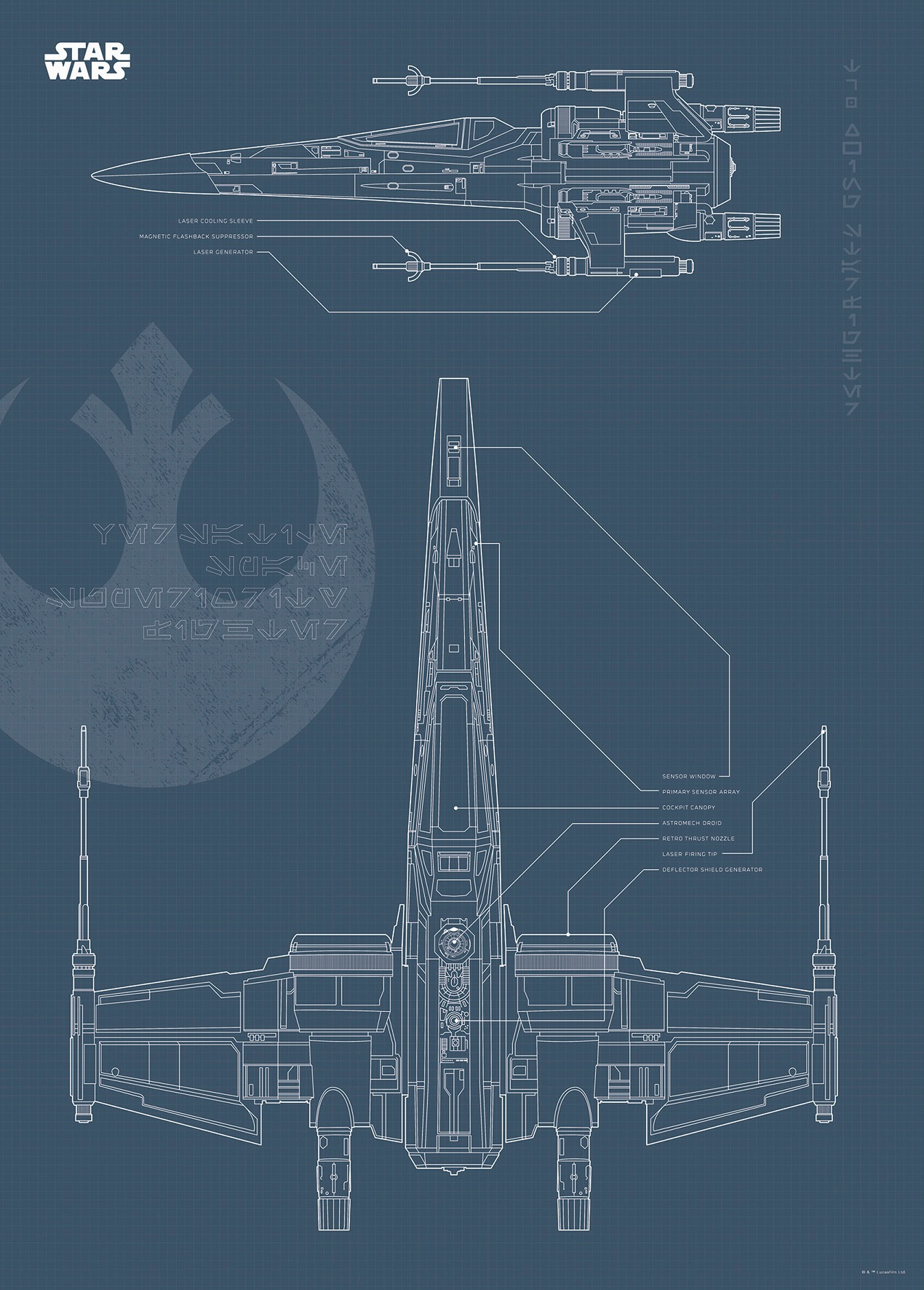 Komar Poster »Star Wars Blueprint X-Wing«, Star Wars, (1 St.), Kinderzimmer, Schlafzimmer, Wohnzimmer von Komar